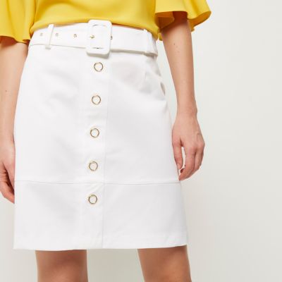 White belted A-line skirt